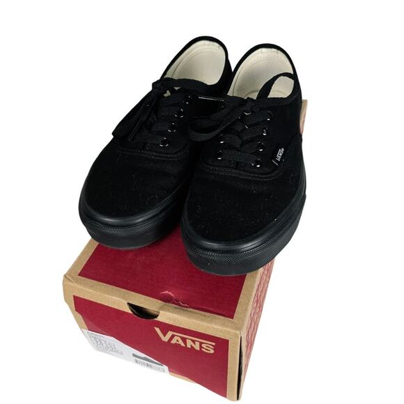 Vans Authentic Black Canvas Low Top Unisex W7 M5.5 – Minimalist Skate Shoe - Picture 4 of 7